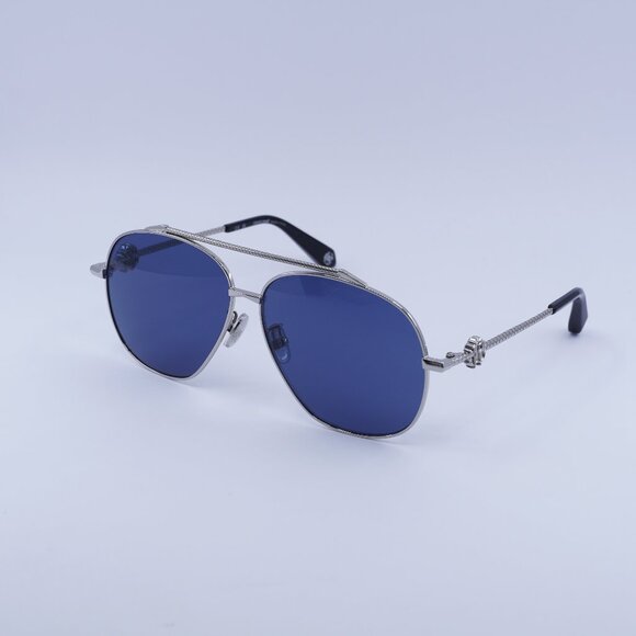 🕶️ New Roberto Cavalli SRC008V 0579 Sunglasses - Palladium Frame, Blue Lenses - Picture 1 of 9